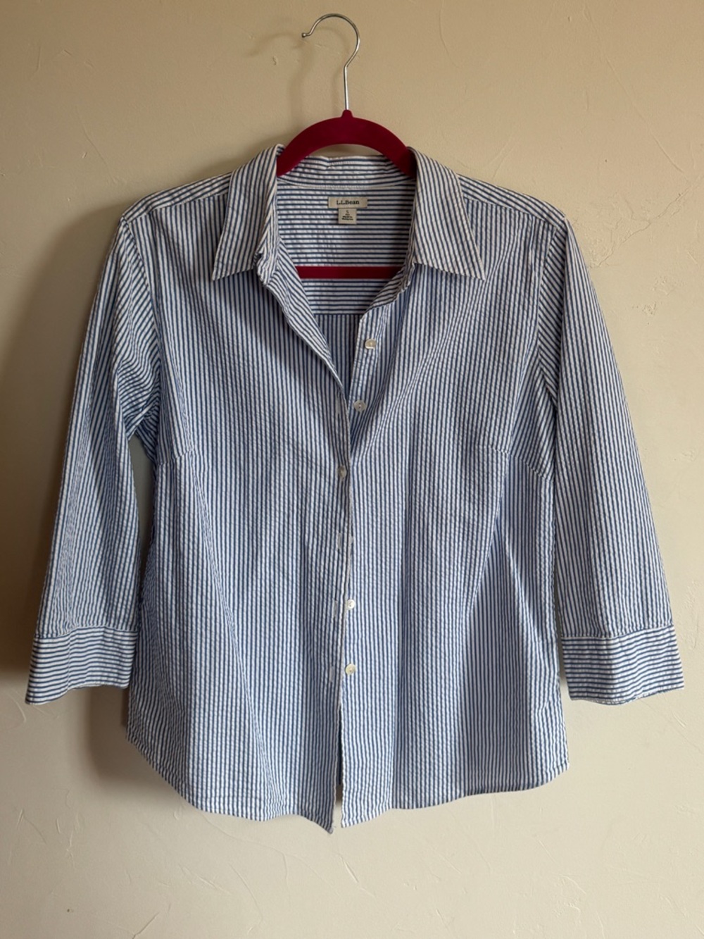 LL. Bean Classic Blue Striped Women’s Button-Up Shirt Size S